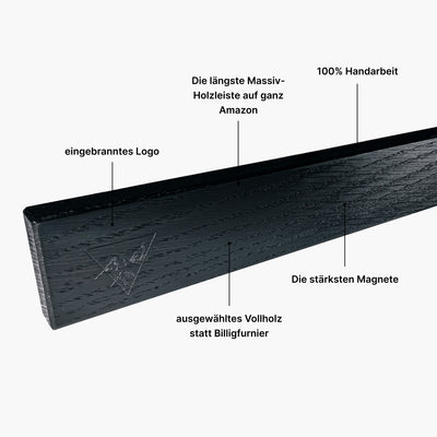 Magnet Messerleiste Eiche Schwarz