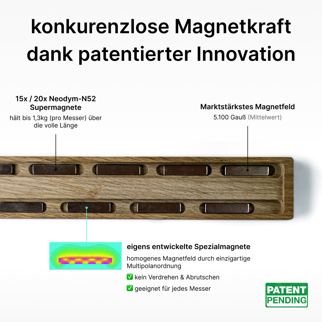 Magnet Messerleiste Eiche